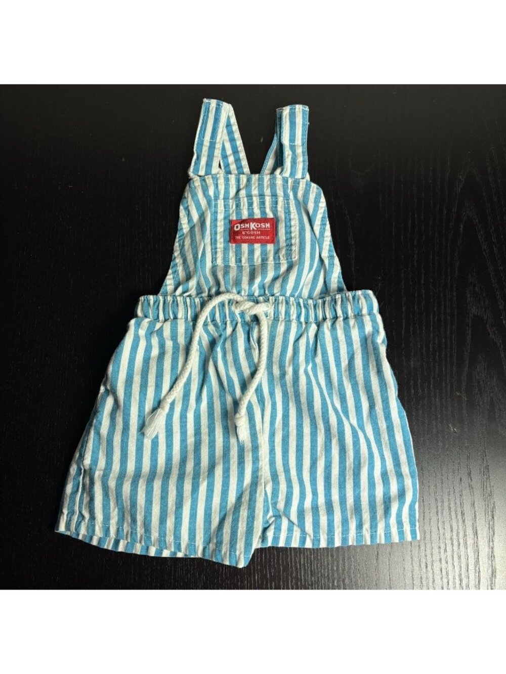 Vintage 80s OSHKOSH Baby 24M Blue/White Stripe One-Piece Shortall Romper